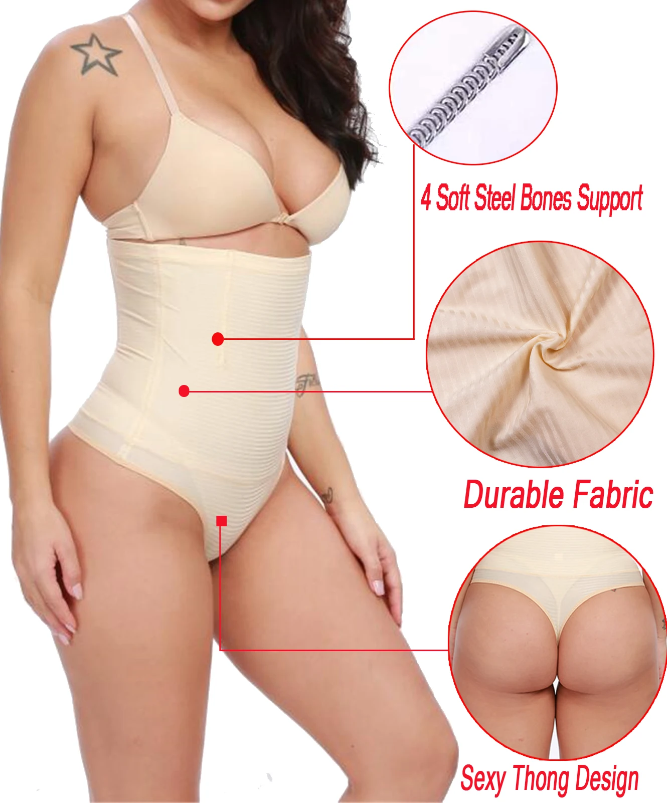 Velssut Shapewear for Women Tummy Control Slimming Thong Panty High Waisted Sexy Shorts Seamless Fitness Underwear Body Shaper