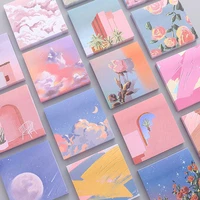 girl sticky notes oil painting color n times stickers ins beautiful scenery student account decoration message paper memo pads