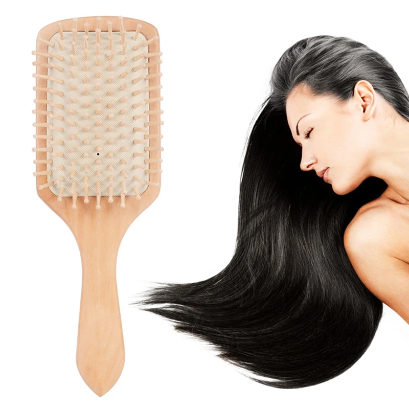 Женская Массажная бамбуковая щетка для волос антистатические