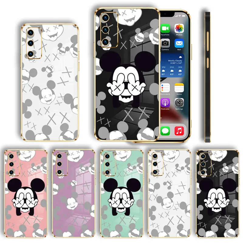 

Electroplated For Samsung M53 S10e S10 S20 FE M62 Note 20 S21 Plus S22 Ultra 5G 10 Lite M51 Coque Mickey Minnie Simple Drawing