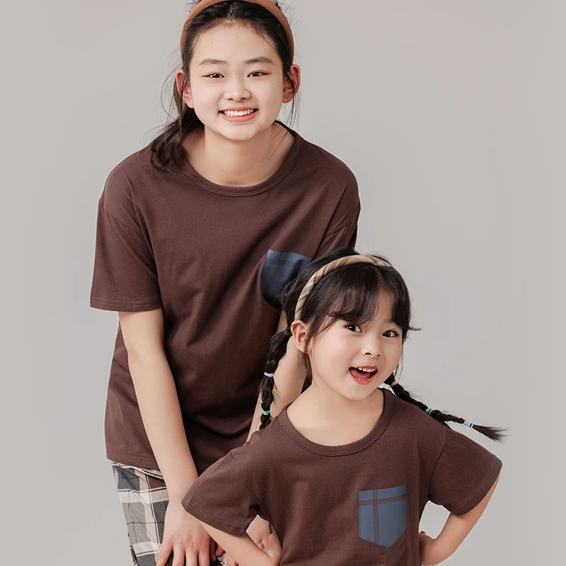【LF】Весенний комплект домашней одежды для родителей и детей хлопковые рубашки с