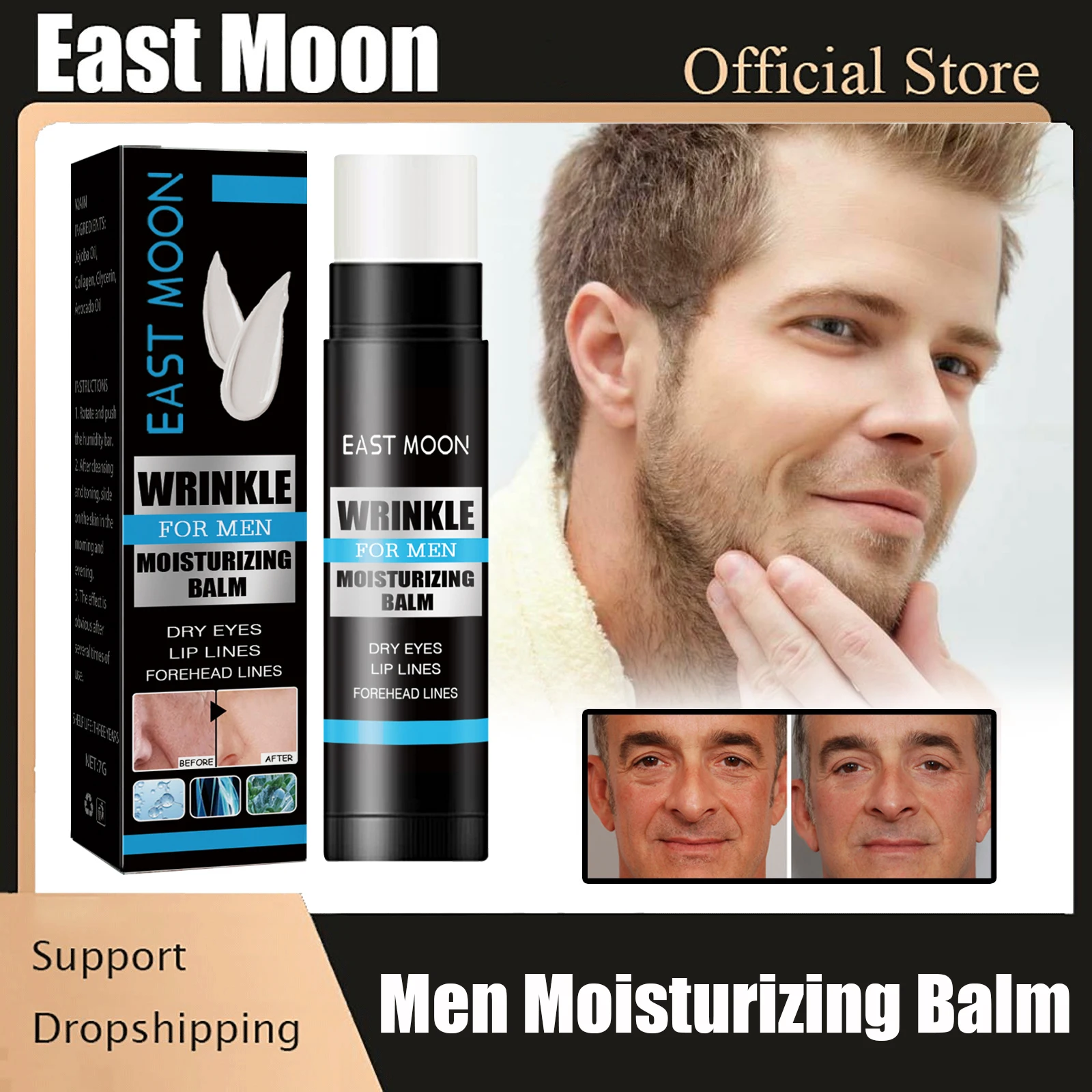 

Men Collagen Multi Balm Stick Anti Wrinkles Firming Pores Hydrating Nourishing Brighten Dull Skin Tone Facial Moisturizing Balm