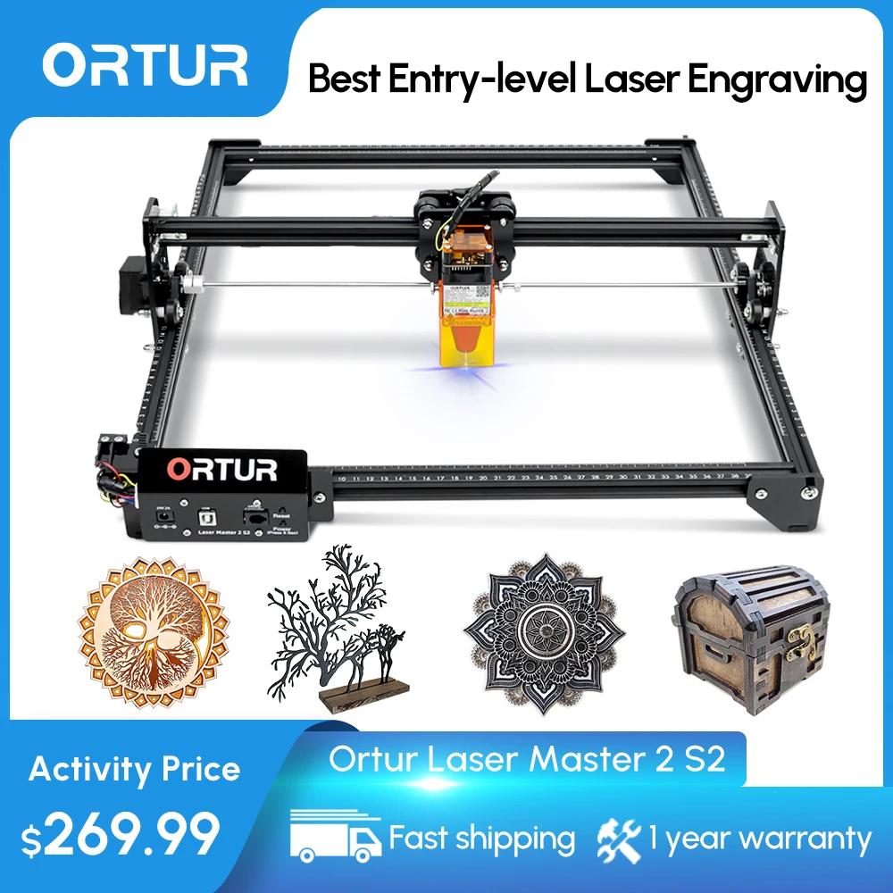 ORTUR Laser Master 2 S2-LF 24V Laser Engraving Cutting Machine CNC Laser Cutter for Wood and Metal 390X410mm Engrave Area