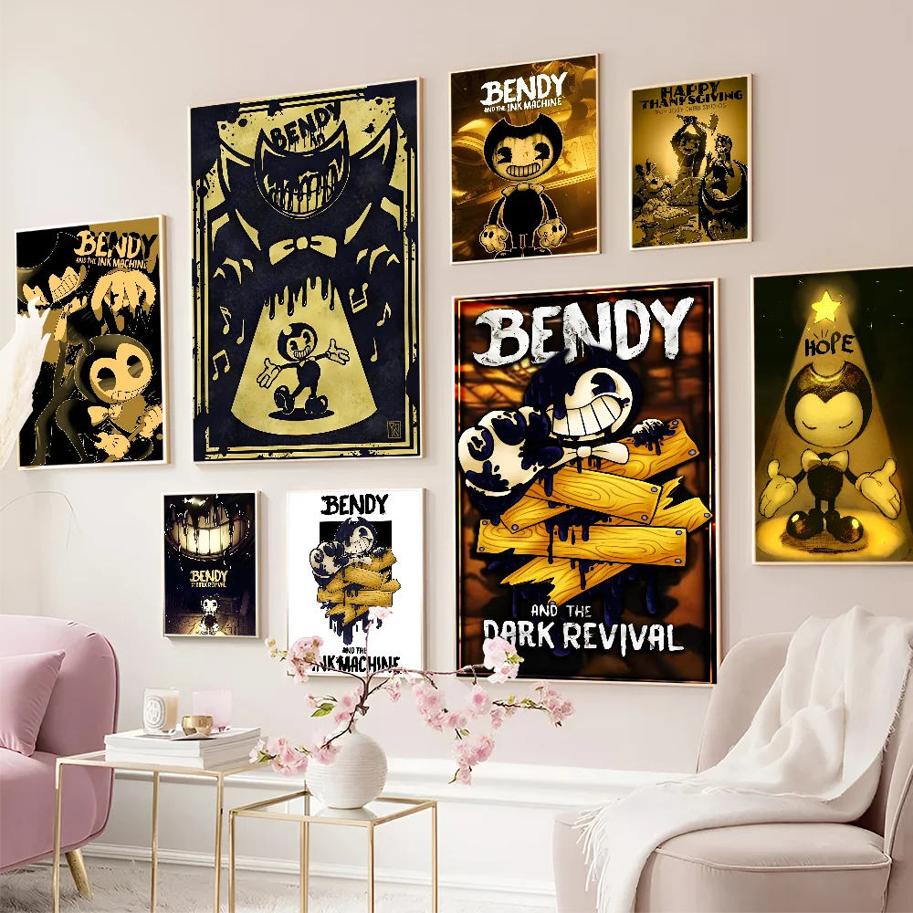 B-Bendy A-And The L-Ink M-Machine самоклеящийся художественный постер белая бумага принты