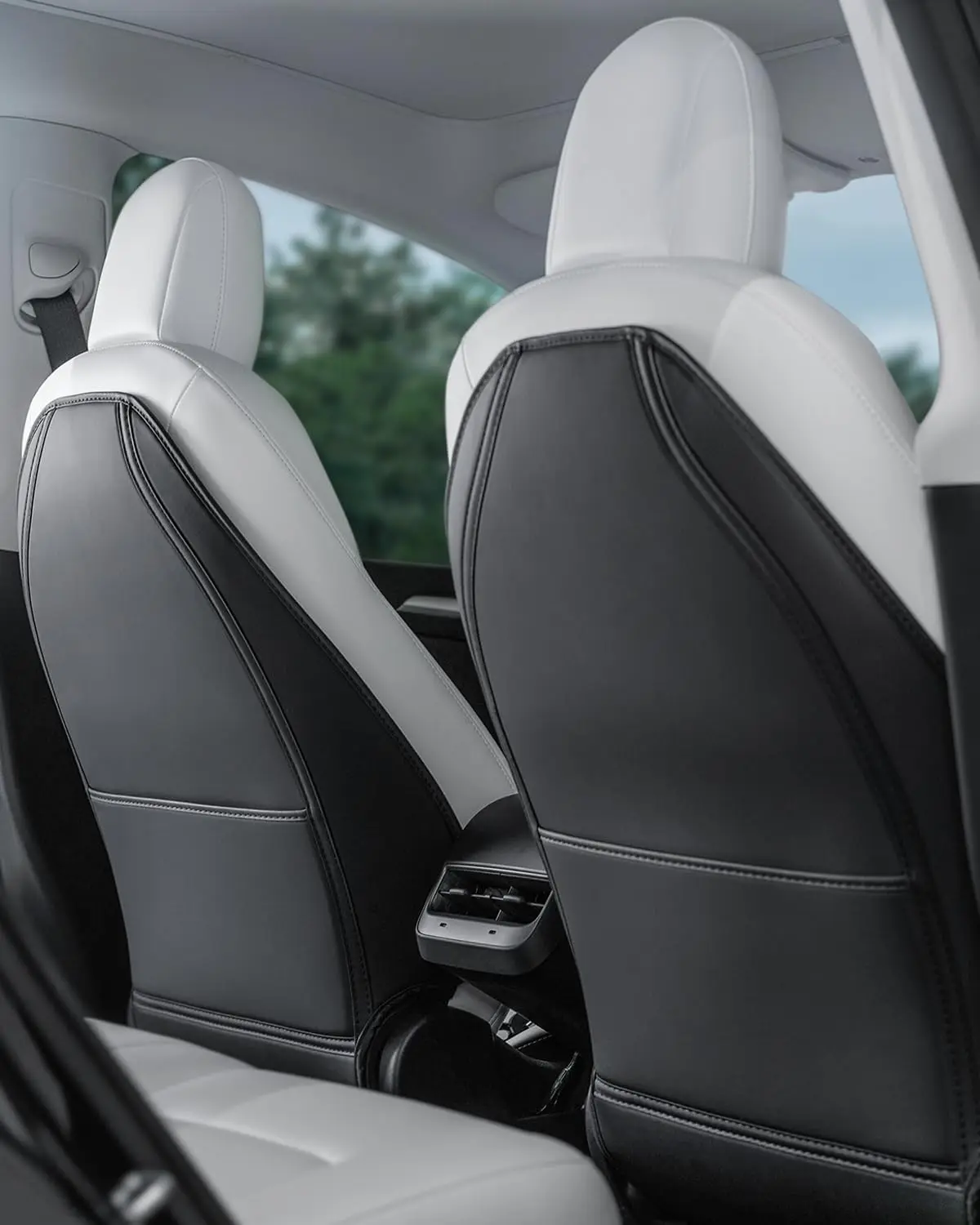 Фото Для Tesla Model 3/Y 2017-2025 Чехол на заднее сиденье 2 шт. Защита спинки сиденья Коврики для детей Дополнительный карман-органайзер №1