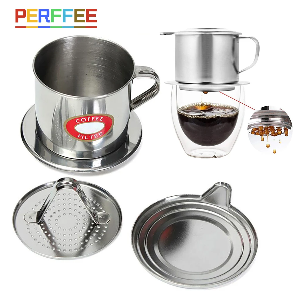 Vietnamese Coffee Filter Stainless Steel Vietnamese Style Coffee Dripper Maker Pot Infuse Cup Portable Coffee Drip Filter