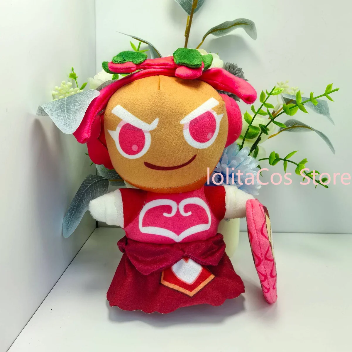 Фото Плюшевая кукла Cookie Run: Kingdom Red Velvet Cookie Hollyberry Cookie, 25 см, в стиле каваи, аниме, мягкая игрушка, подарок на день рождения, Рождество №3
