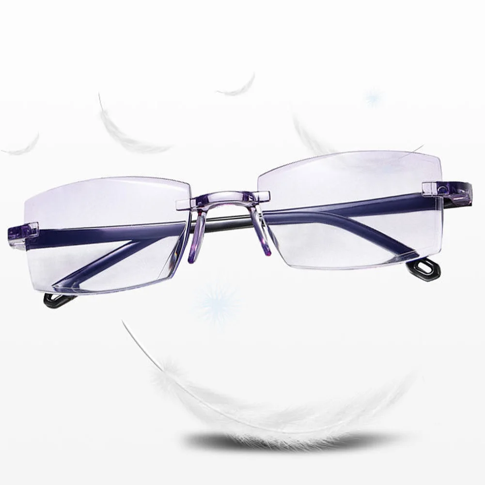 

Anti Blue Light Blocking Rimless Reading Glasses Women Men Square Frameless Presbyopic Glasses