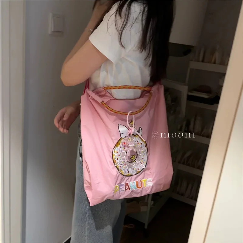 Новая сумка для покупок Snoopy с вышивкой в виде пончика модная повседневная