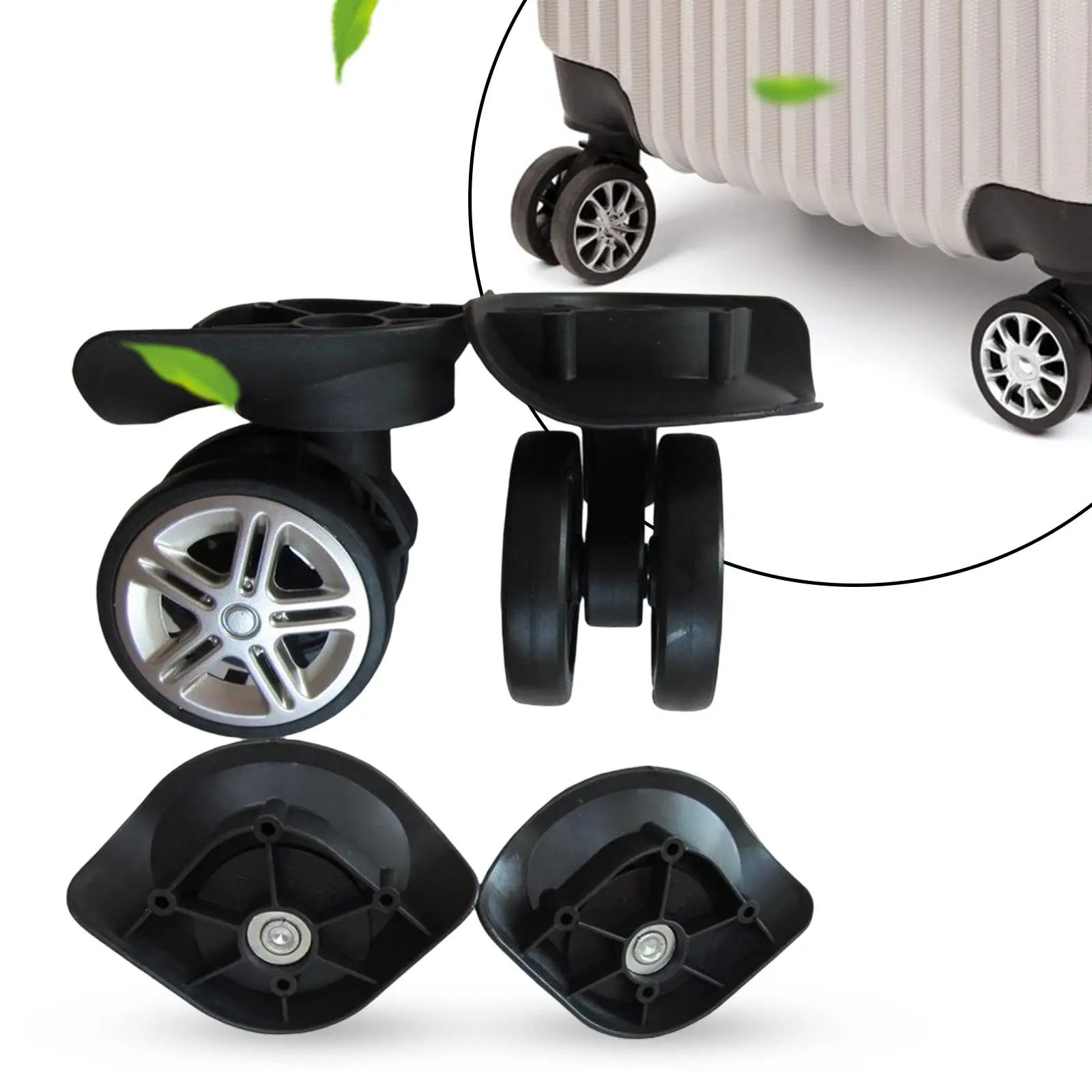 

1 Pair Luggage Suitcase Replacement Wheels Double Row Wheel Swivel Wheel Quiet Casters for Travel Case Carrier Trolley Case