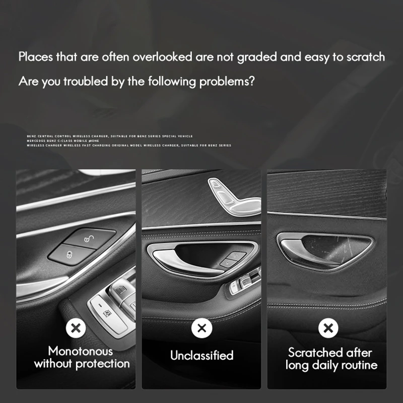 Глянцевая черная накладка на дверную ручку автомобиля чашу для Mercedes Benz C E GLC Class W205