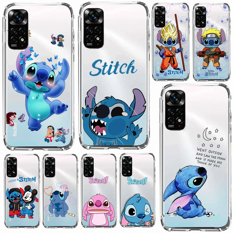 

Disney Stitch Cute Lilo Love Phone Case for Redmi Note 11 11S 11T 10 10S 9 9S 9T 8T 8 Pro Plus Transparent Soft Shell Cover