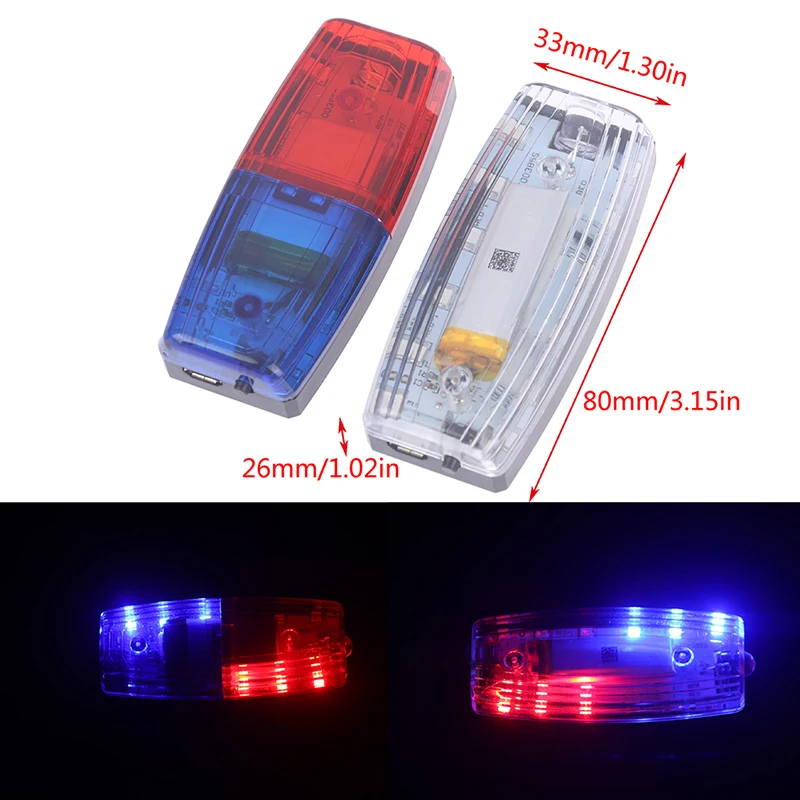 Charging unit LED Red Blue Multifunction Clip Flashing Warning Safety Shoulder Police Light Emergency Lighting