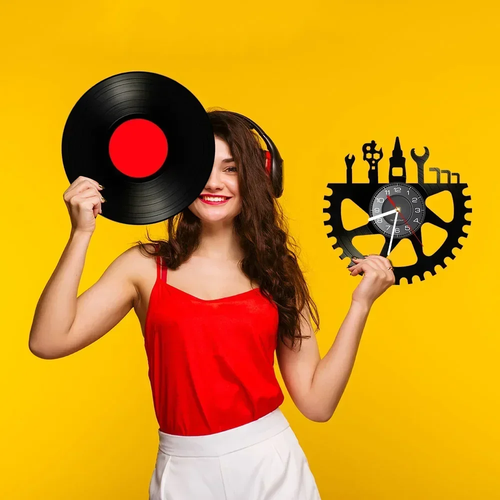 Велосипедные настенные часы с виниловым музыкальным логотипом декор для