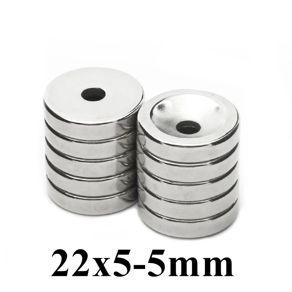 100 шт., Круглые неодимовые потайные кольцевые магниты, диаметр 22x5 мм