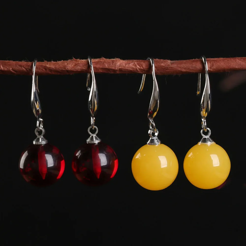 

Natural Baltic Amber Dangle Earrings Women Yellow Honey Wax Blood Ambers Drop Earring For Girlfriend Mom Gifts Accessories