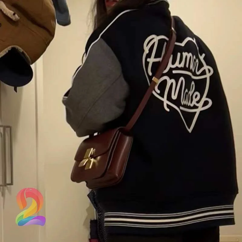 

Human Made Fall Winter Women Casual Duck Love Print Baseball Jacket