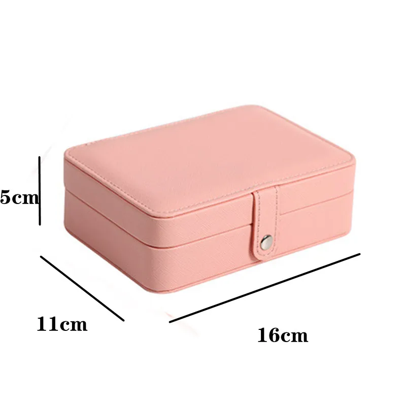 Fine Durable Portable Ear Studs Ring Necklace Travel Earring Detachable PU Leather Double Layer Partition Design Jewelry Box