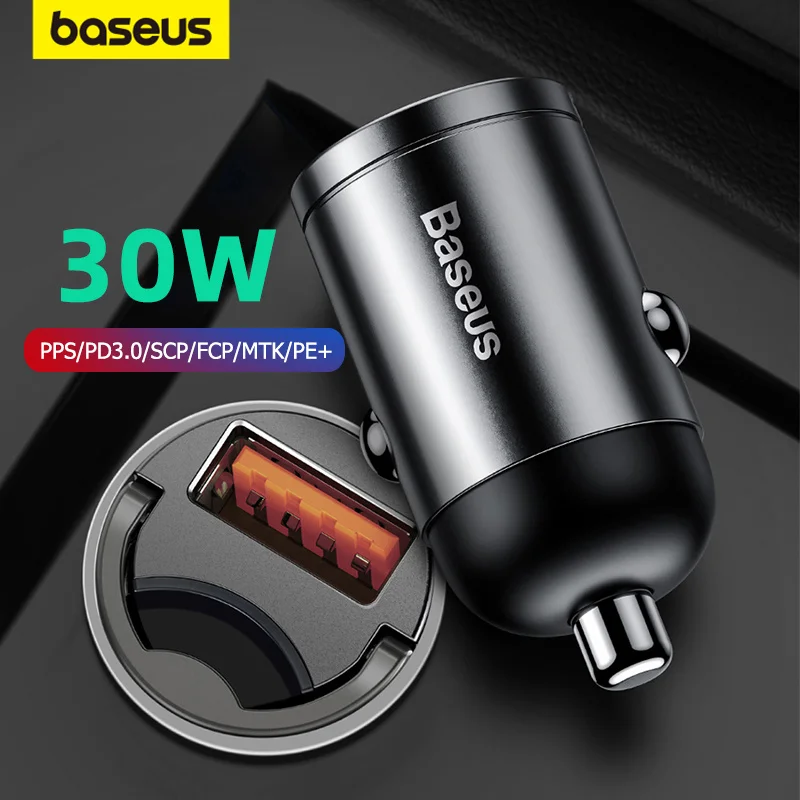 

Baseus 30W Fast Car Charger QC4.0 PPS Quick Charging for Xiaomi Samsung iPhone Car USB Type-C Socket Adapter Charger