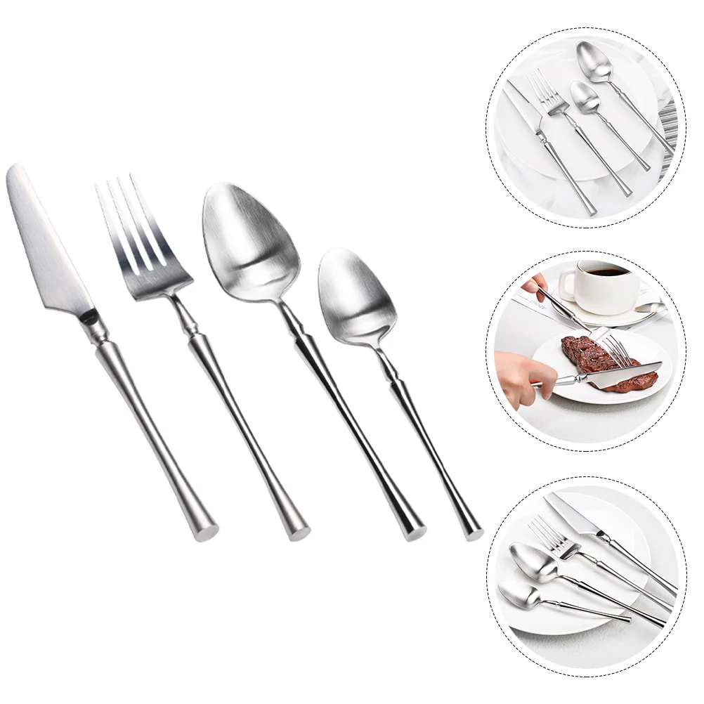 

Cutlery Tableware Set Spoons Fork Flatware Stainless Steel Spoon Steak Utensils Kit Dinnerware Party Eating Western Serving