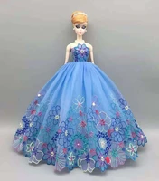 pretty blue floral princess dress 16 bjd clothes for barbie dolls outfits vestidos wedding gown 30cm doll accessories toys gift