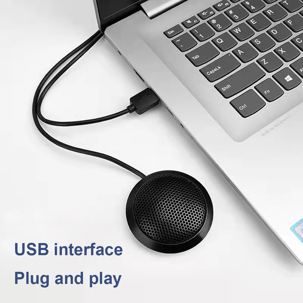 

Conference USB Microphone,Omnidirectional Condenser PC Microphone with Mute Button LED Indicator Plug&Play for Game