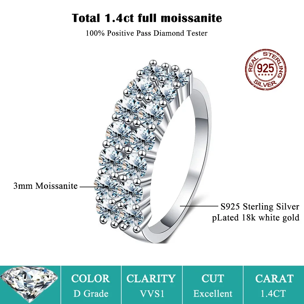 FEOBUR 1.4CT кольца с муассанитом и бриллиантами обручальное кольцо для женщин