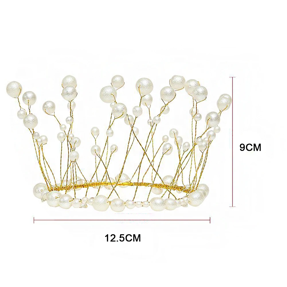 New LED Lamp Pearl Crown Cake Topper Decor Princess Party Top Topper Happy Birthday Cake Decorating Tools Gift Wedding Supplies images - 6