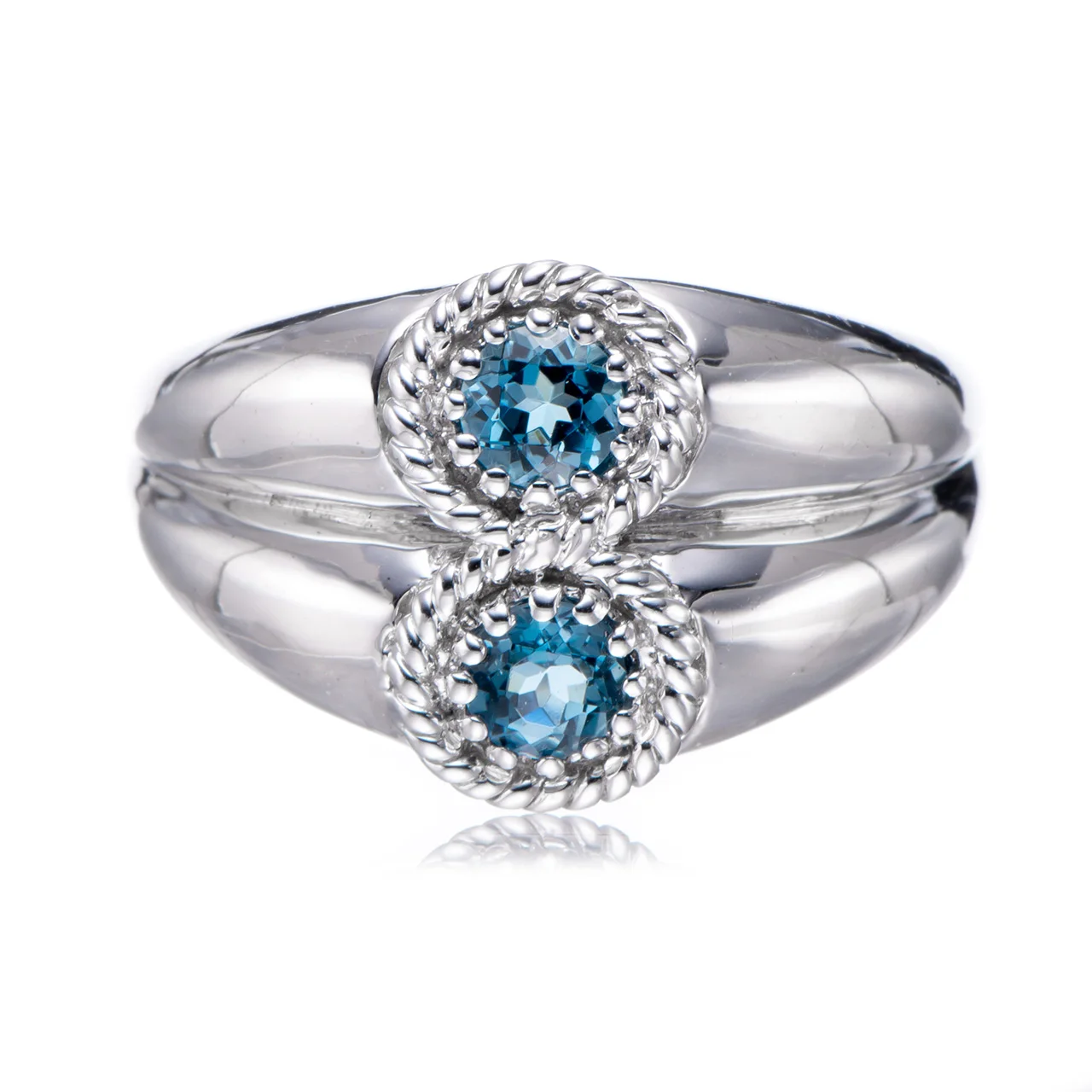 

London Blue Topaz Rhodium Over Sterling Silver Ring