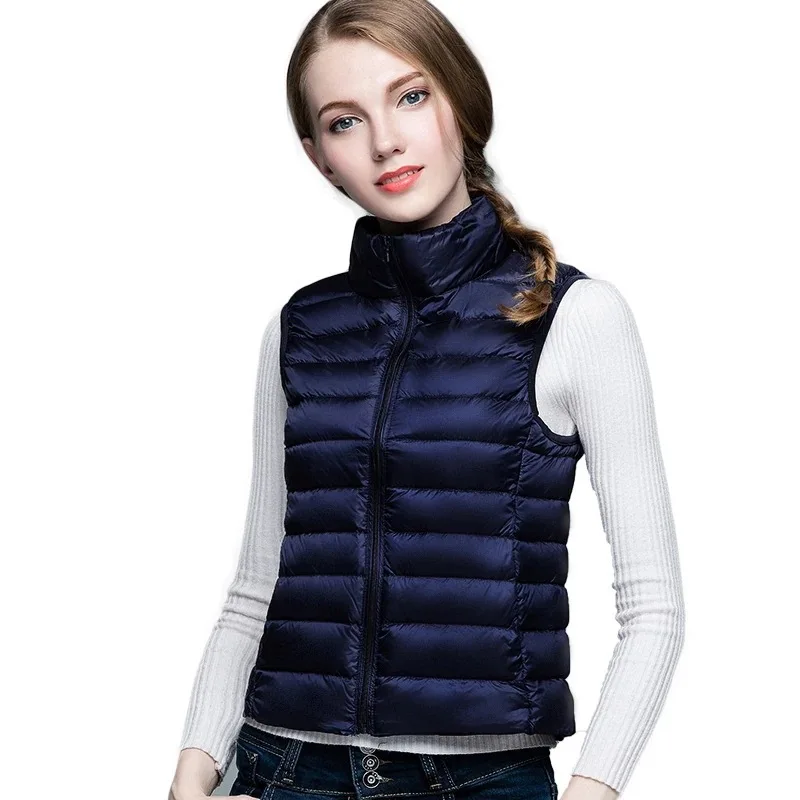 2021 Plus Size Women White Duck Down Vest Female 4XL 5XL  Short Lightweight Down Sleeveless Warm Purple Sleeveless Waistcoat