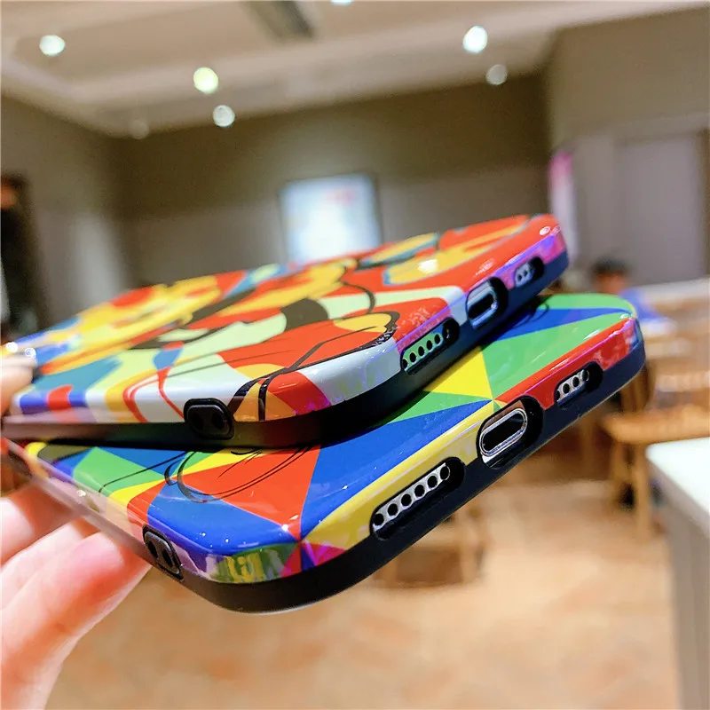 painted blu ray cartoon mouse bracket phone case for iphone11 12 13 pro max x xr 7 8 plus cover transparent iphone case fall free global shipping