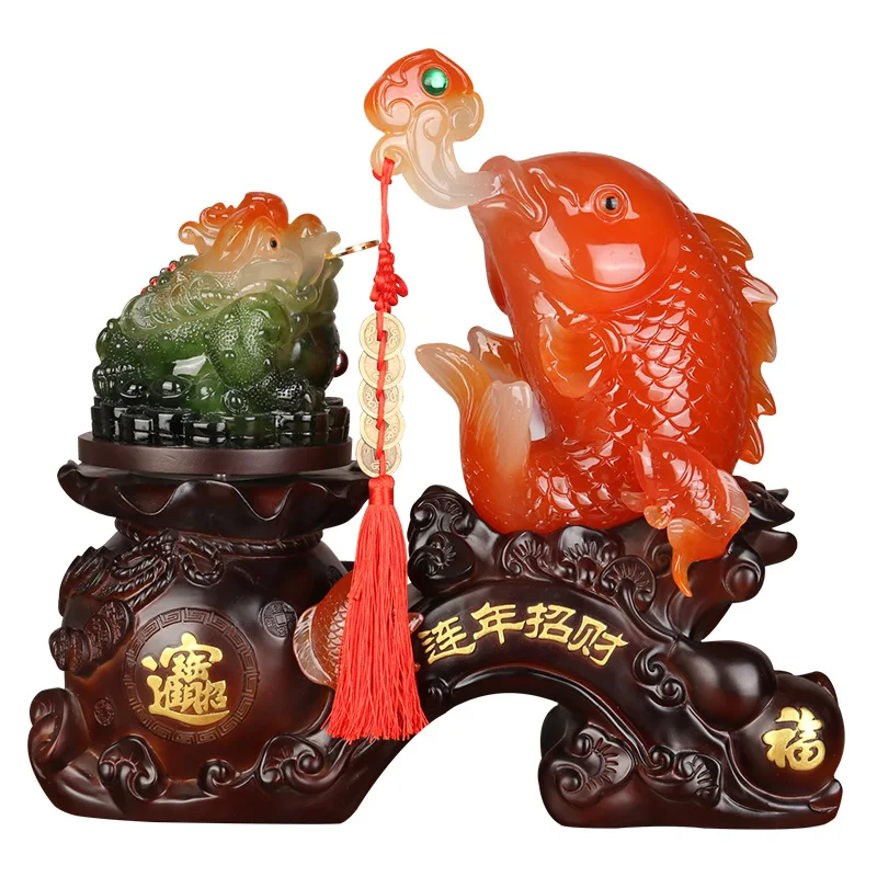 Decorations Office Home Resin Feng Shui Fish Crafts Creative Opening Gifts  Figurines Miniatures  Ornaments Lucky