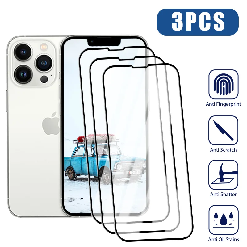 

Защитное стекло, закаленное стекло для iPhone 14, 13, 12, 11 Pro Max Mini X, XR, XS Max, 7, 8, 6, 6S Plus, SE 2020, 3 шт.