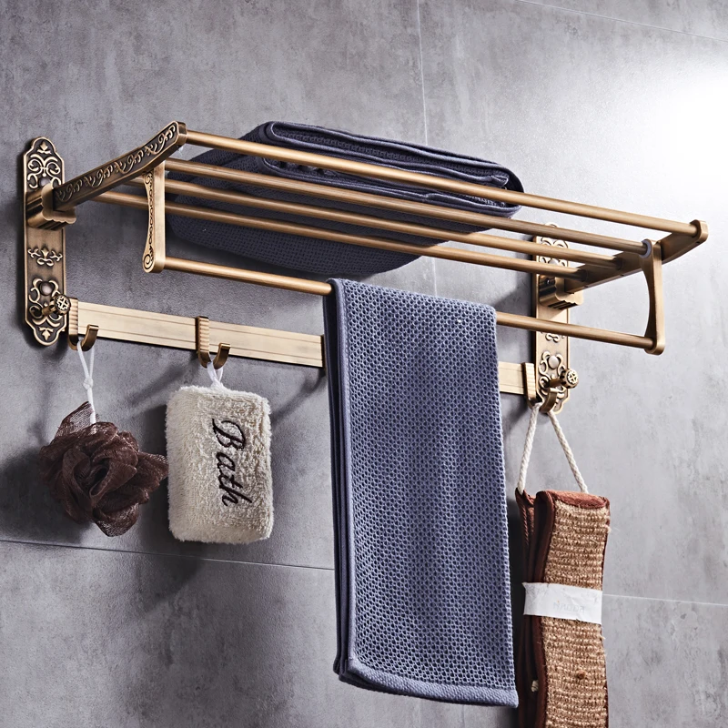 

Shelving Antique Bronze Carving Bathroom Set Aluminum Bathroom Hardware Set Towel Rack Paper Rack Toilet Brush Holder