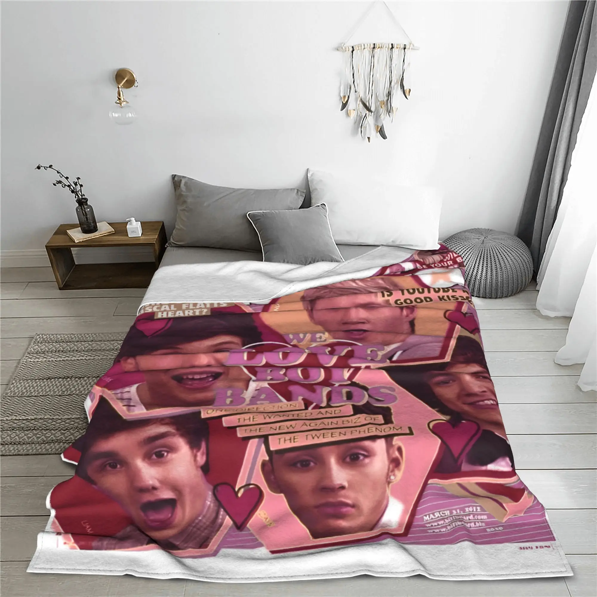 Ones Music and Directions Pink Poster Blanket Cover Flannel Heavy Metal Super Warm Throw for Bedding Couch Bedroom Quilt