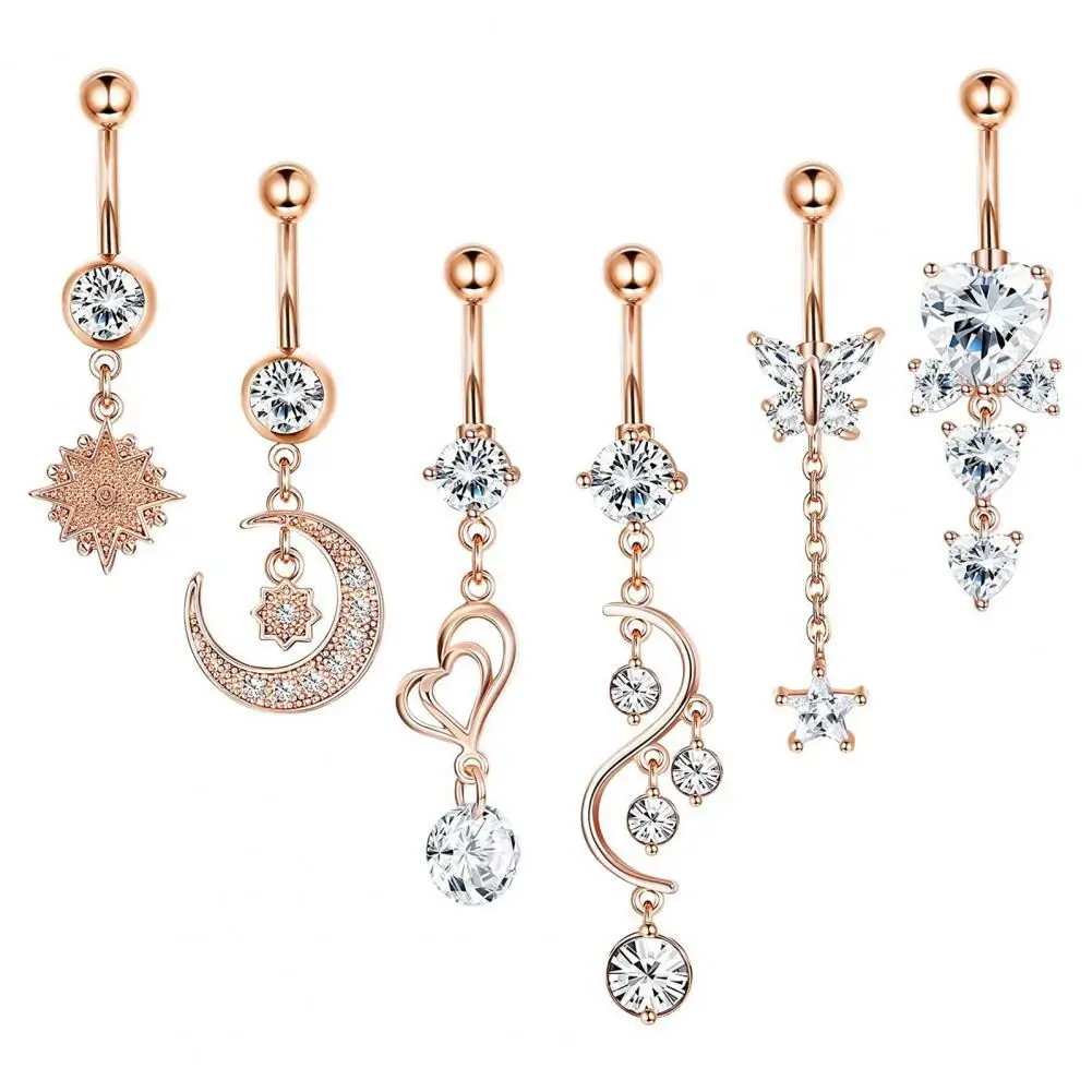 

6 шт. кольца на пупок, прочные металлические кольца с прочной текстурой, ювелирные изделия для пирсинга, подарки, пирсинг, бижутерия