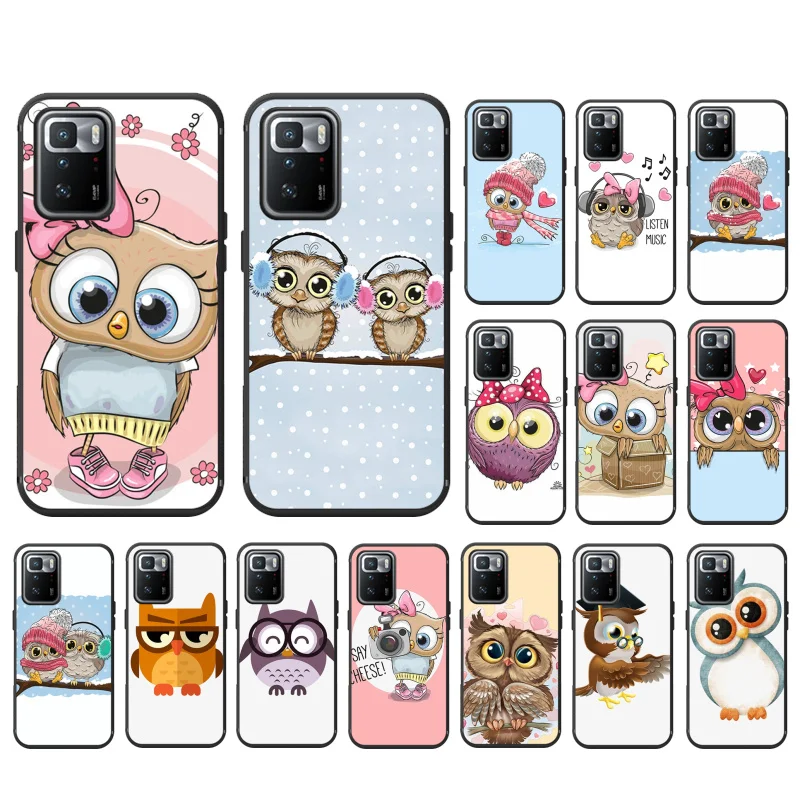 

Cute Cartoon Owl Hearts Lover Phone Case For Xiaomi Redmi Note 11 10 Pro Note 8 Pro 9Pro Note9 9S 10S 9T Redmi 10 9C 9A