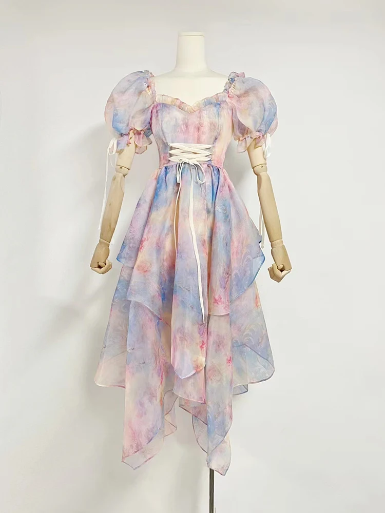 Женское платье с квадратным вырезом VGH элегантное лоскутное принтом