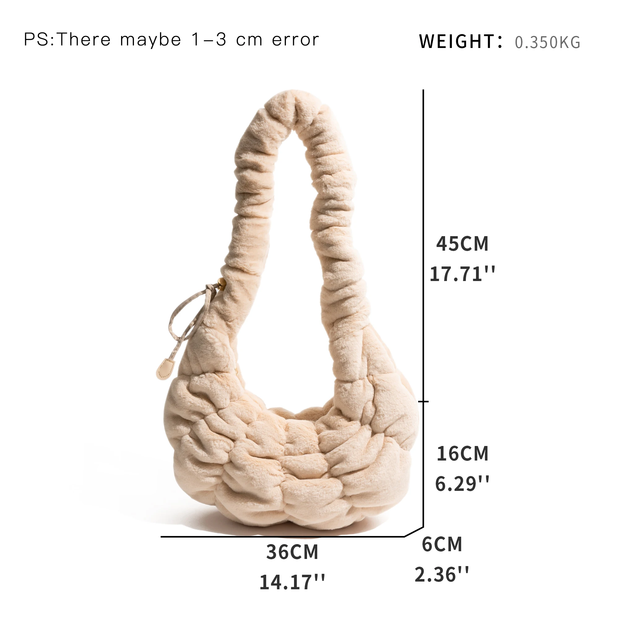 KOKOPEAS пушистая плиссированная сумка-хобо с кулиской однотонная мягкая меховая
