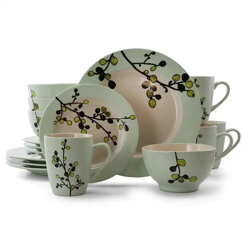 

Retro Bloom 16 Piece Luxurious Stoneware Dinnerware with Complete Setting for 4