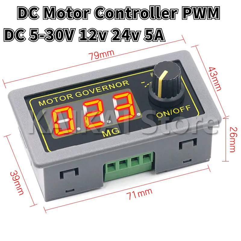 

DC 5-30V 12v 24v 5A DC Motor Controller PWM Adjustable Speed Digital display encoder duty ratio frequency MAX 15A XK-MG