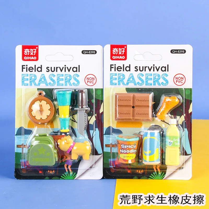 

1 Card Random 8398 Cartoon Detachable Rubber Wilderness Eraser Set for Kids School Supplies Cute stationery