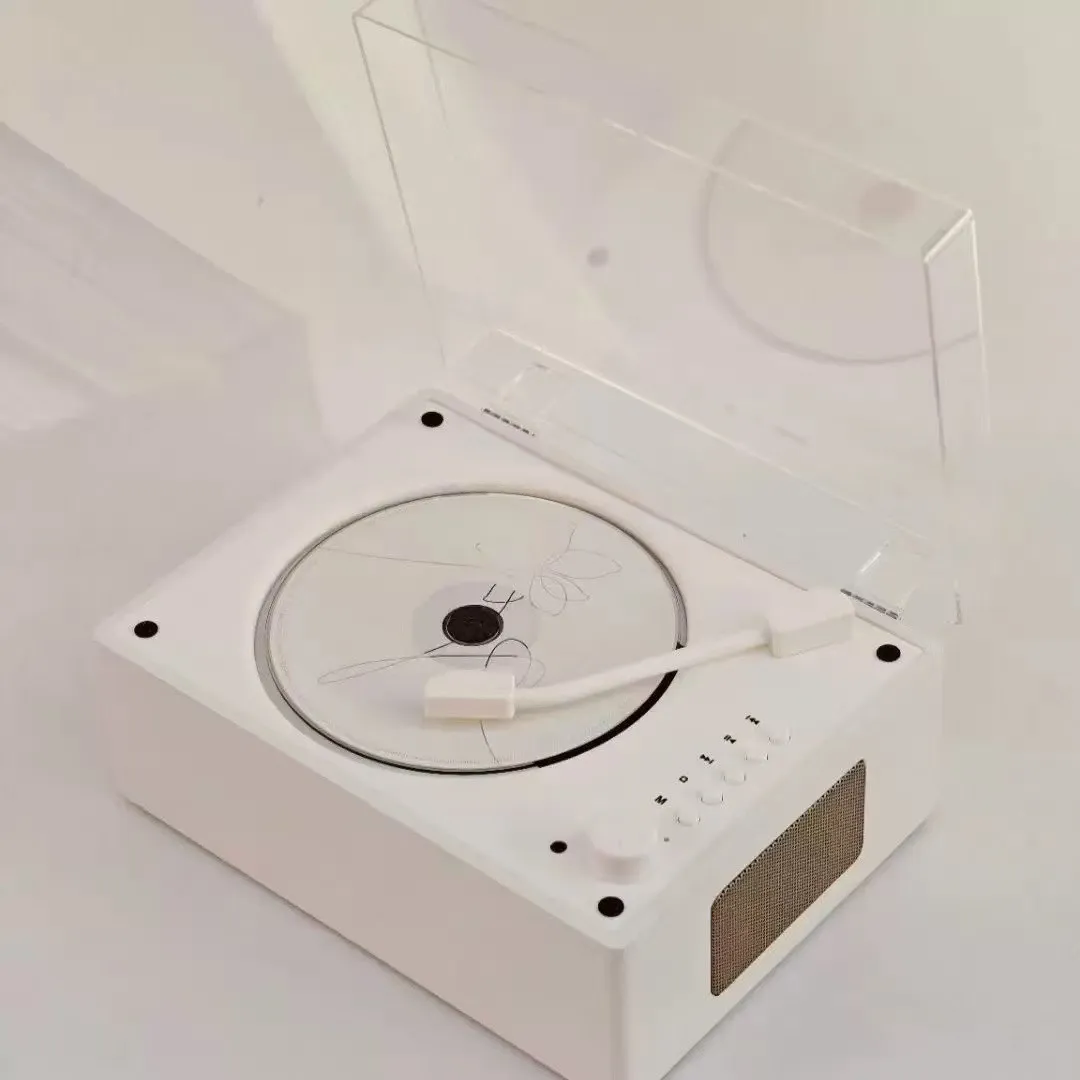 Ретро-проигрыватель для CD-дисков, виниловый проигрыватель, Bluetooth-колонка, проигрыватель CD-дисков с функцией воспроизведения с виниловых пластинок, перезаряжаемый домашний CD-плеер (art.: 3920db91fa4e4) - 3920db91fa4e4