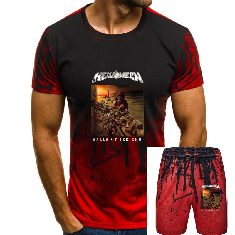 

Men Short sleeve tshirt Helloween Walls Of Jericho T-Shirt cool Women t-shirt