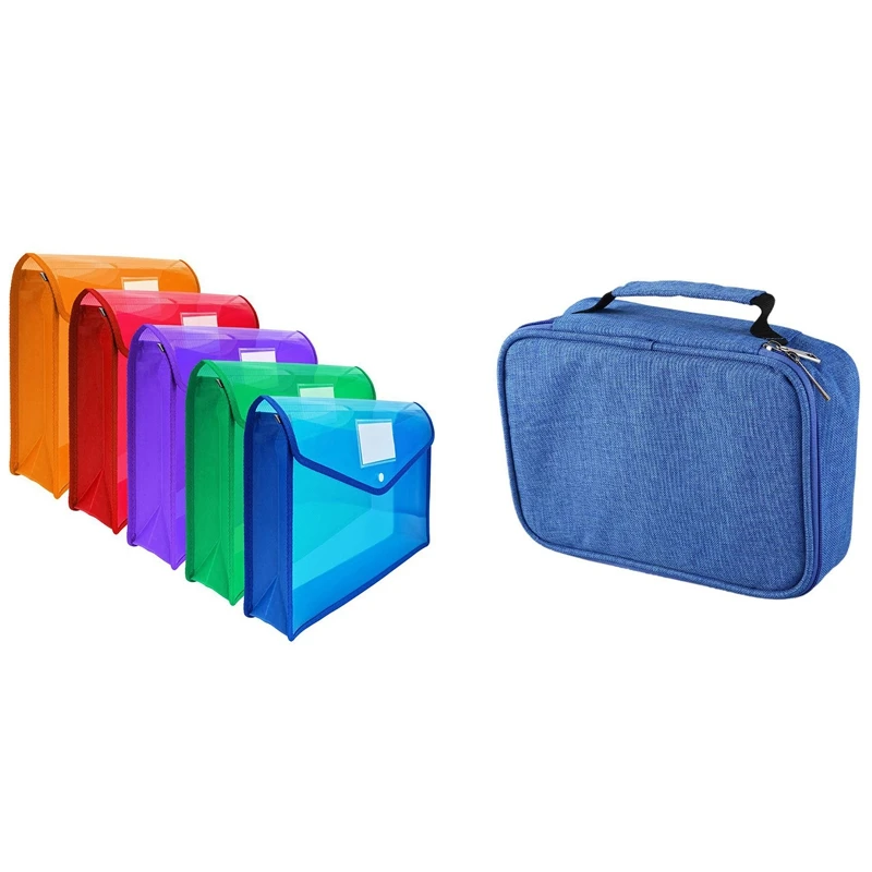 

School Pencil Cases for Girls Boy Pencilcase 72 Holes Blue & File Wallet Envelope Expanding File Folder