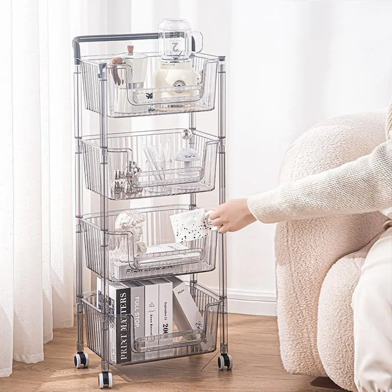 Корзина полка для хранения от пола до потолка кухни ванной передвижная закусок