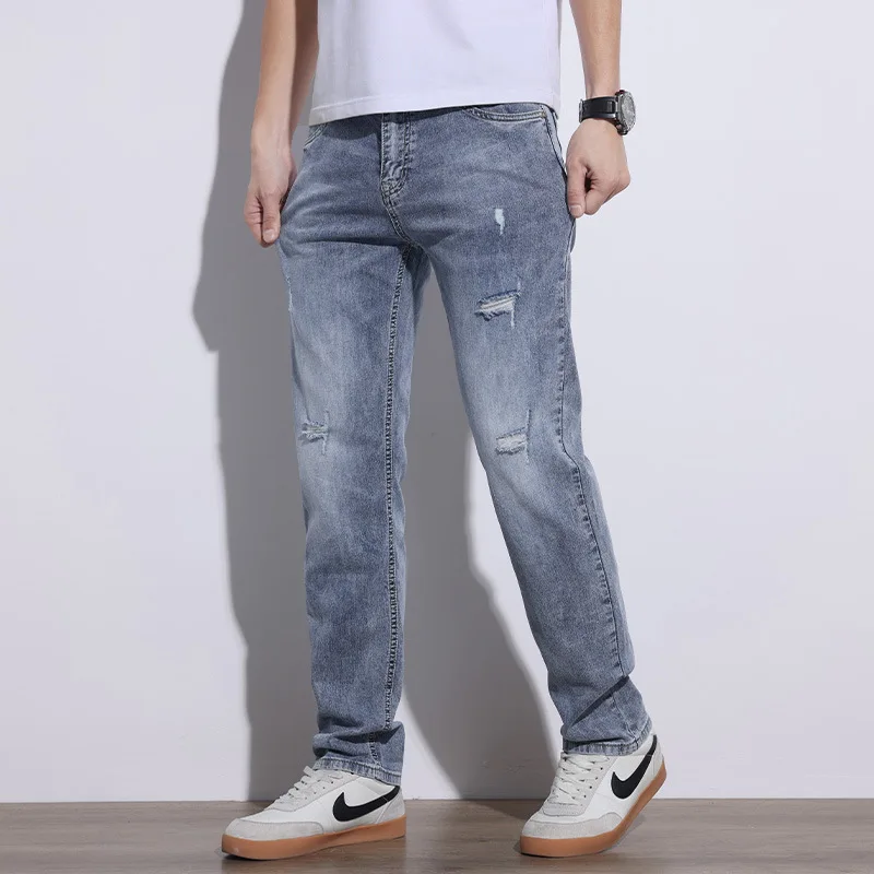 

Летние джинсы, Новые мужские джинсы с маленькими лапами, мужские узкие длинные брюки в Корейском стиле ретро