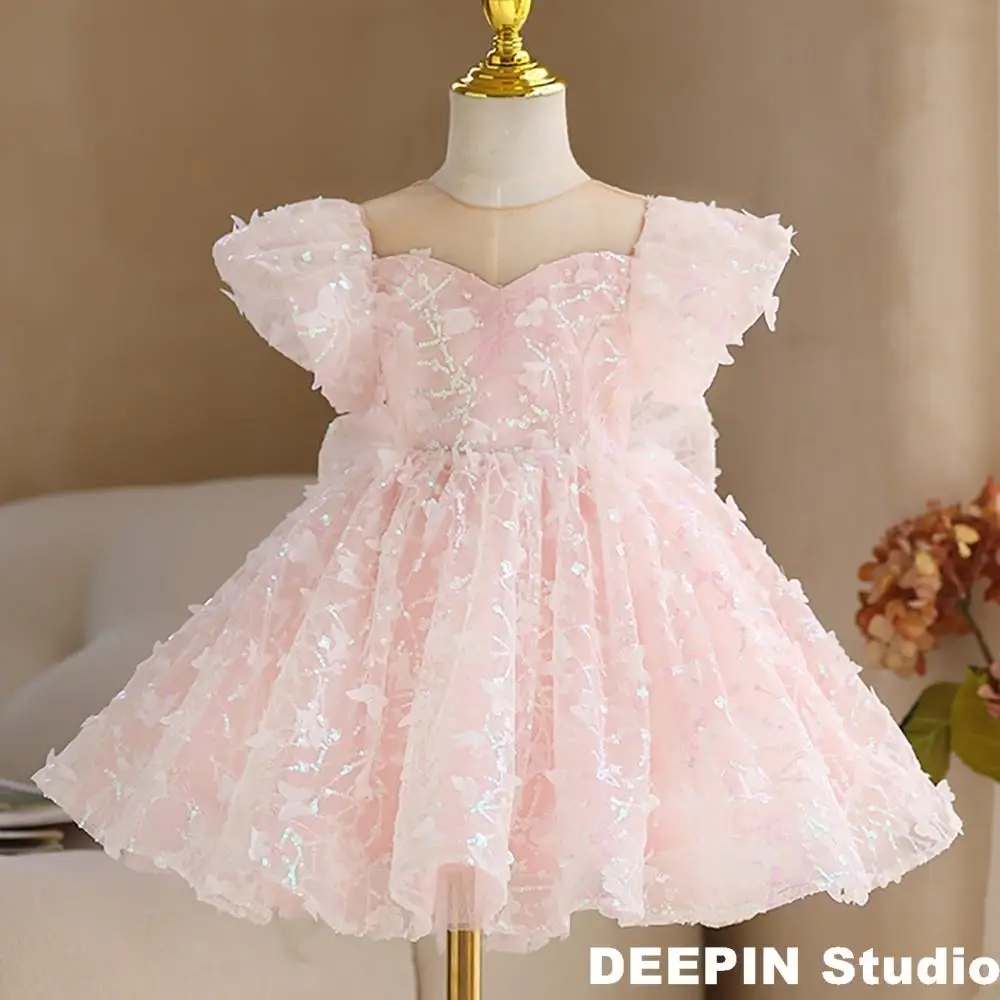 Детское платье принцессы для девочек новинка 2022 Детская светло-розовая