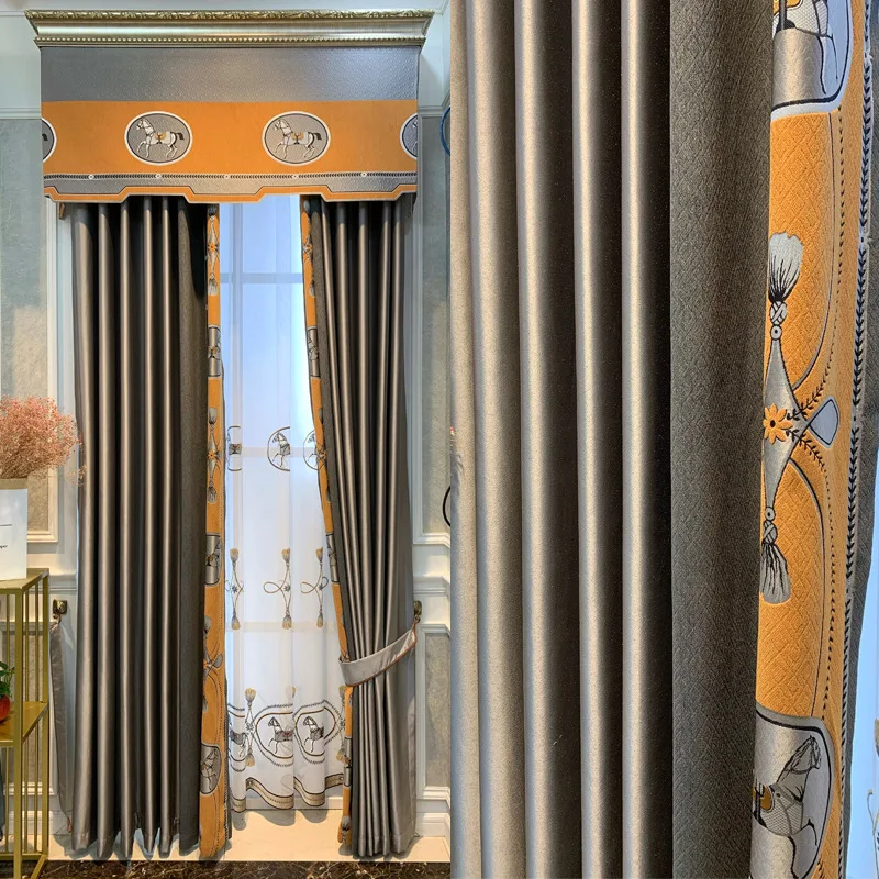 

Бесшовные шторы в Европейском стиле, современные минималистичные легсветильник Роскошные высокоточные дверные занавески из искусственно...