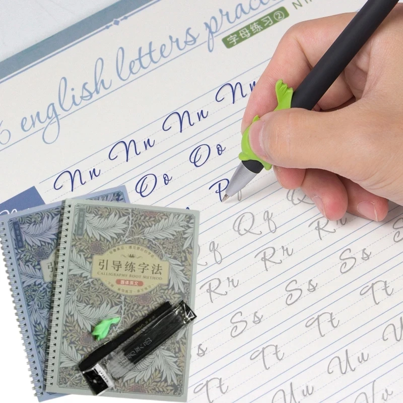 

2 Books / Set Reusable Groove Calligraphy Alphabet Words Letters Practice Copybook Book Round Body English Practise Libros